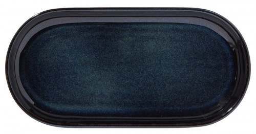Assiette à burger rectangulaire bleu grès émaillé 29x14 cm Gres Couleur Pro.mundi