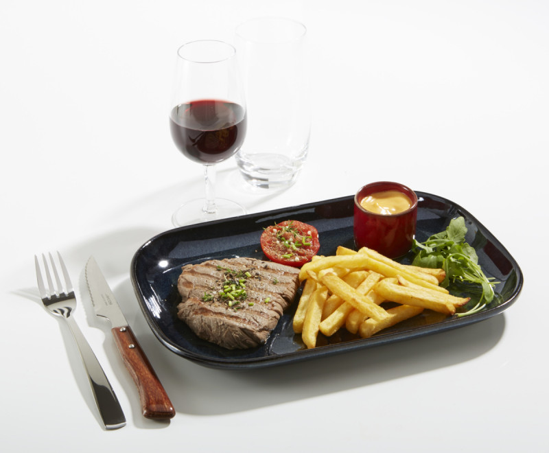 Assiette à steak rectangulaire bleu grès 29x19,5 cm Gres Couleur Pro.mundi
