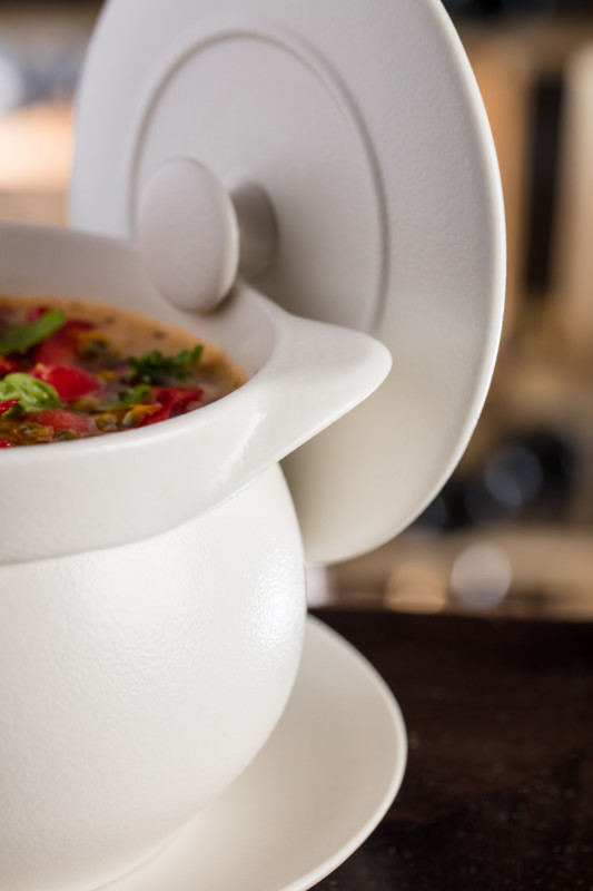 Couvercle pour soupière rond rouge porcelaine vitrifiée Ø 15 cm Chefs Fusion Rak