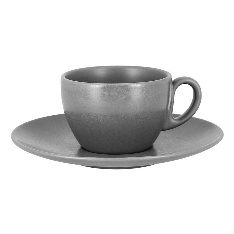 Tasse à thé rond gris porcelaine vitrifiée 23 cl Ø 9 cm Shale Rak