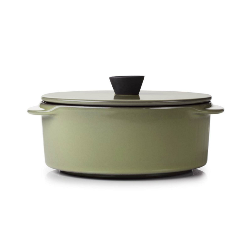 Cocotte avec couvercle rond vert porcelaine culinaire Ø 12 cm Caractere Revol