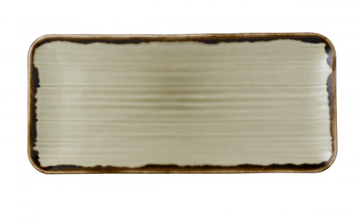 Assiette rectangulaire organique beige porcelaine vitrifiée 35x16 cm Harvest Dudson