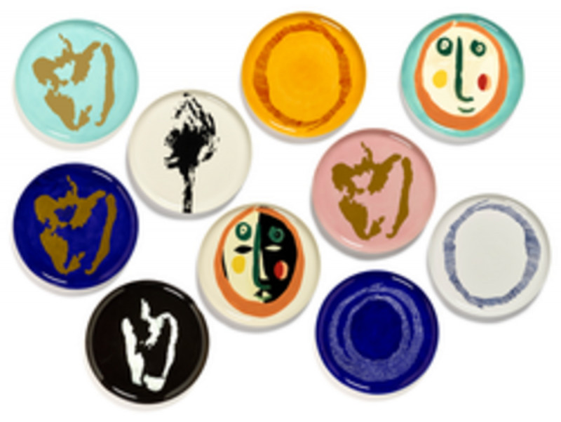 Assiette plate rond noir poivron blanc grès émaillé Ø 19 cm Feast By Ottolenghi Serax