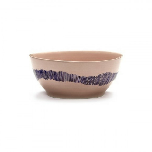 Bol rond delicious pink swirl - stripes bleu grès émaillé Ø 16 cm Feast By Ottolenghi Serax