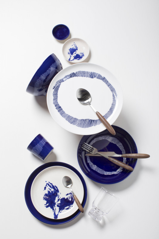 Bol rond lapis lazuli swirl - stripes blancs grès émaillé Ø 18 cm Feast By Ottolenghi Serax