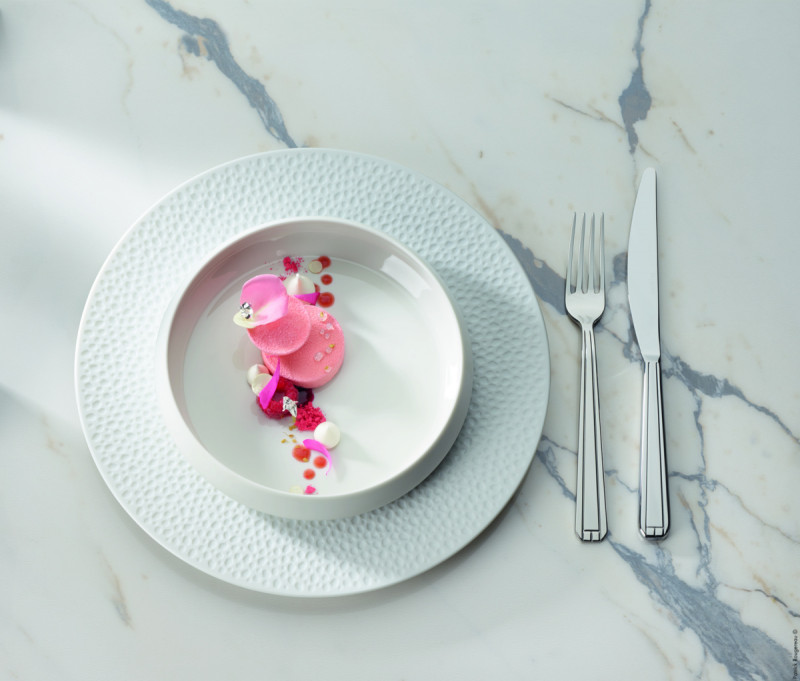 Assiette à dessert rond blanc porcelaine Ø 24,4 cm L' Perles De Rosee Blanches Degrenne