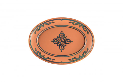 Assiette plate ovale Tero Décor Ostia porcelaine 32x21 cm Earth Rak