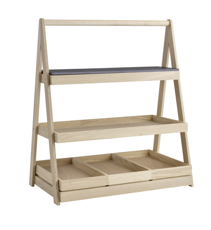 étagère 3 niveaux GN1/2, 1/2 et 2/4 en chêne 55,5x32,5x64 cm Valo Aps