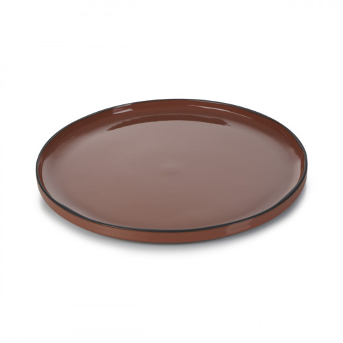 Assiette à bord droit rond marron porcelaine culinaire Ø 33 cm Caractère Revol