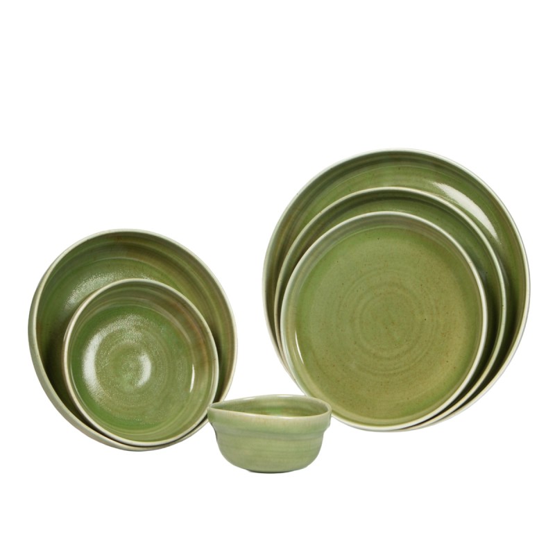 Assiette plate vert porcelaine Ø 20 cm Haven Lichen Accolade